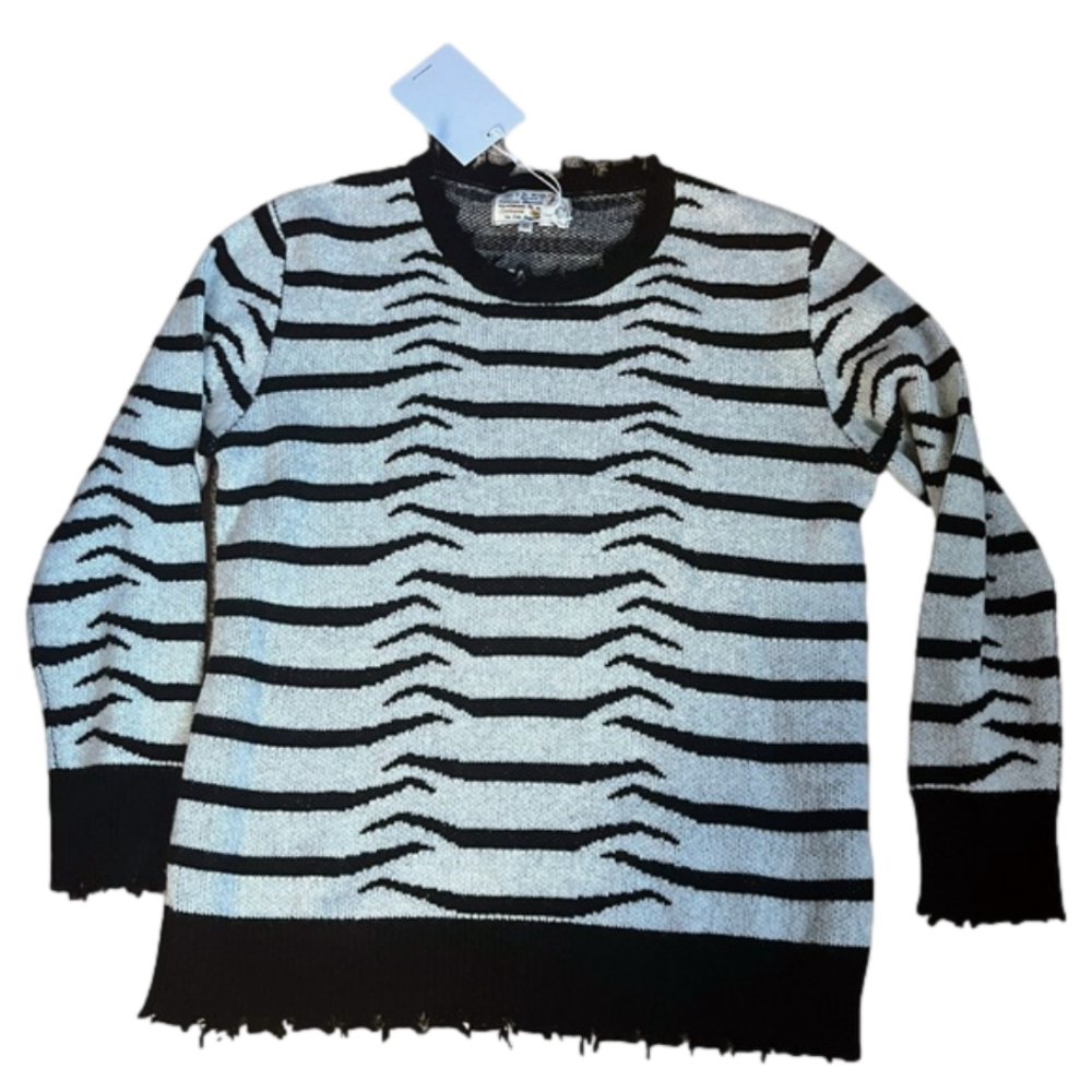 NWT Free People Sandrine Rose Small Zebra Print Wool Sweater Oversized MSRP 198